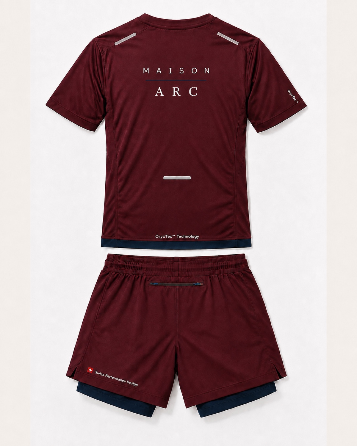 Back view of Prototype 01 men set in Bordeaux / Navy