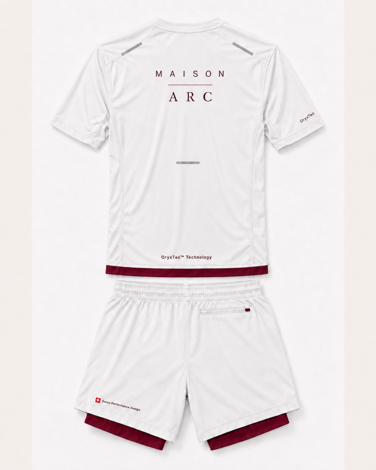 Back view of Prototype 01 men set in White / Bordeaux