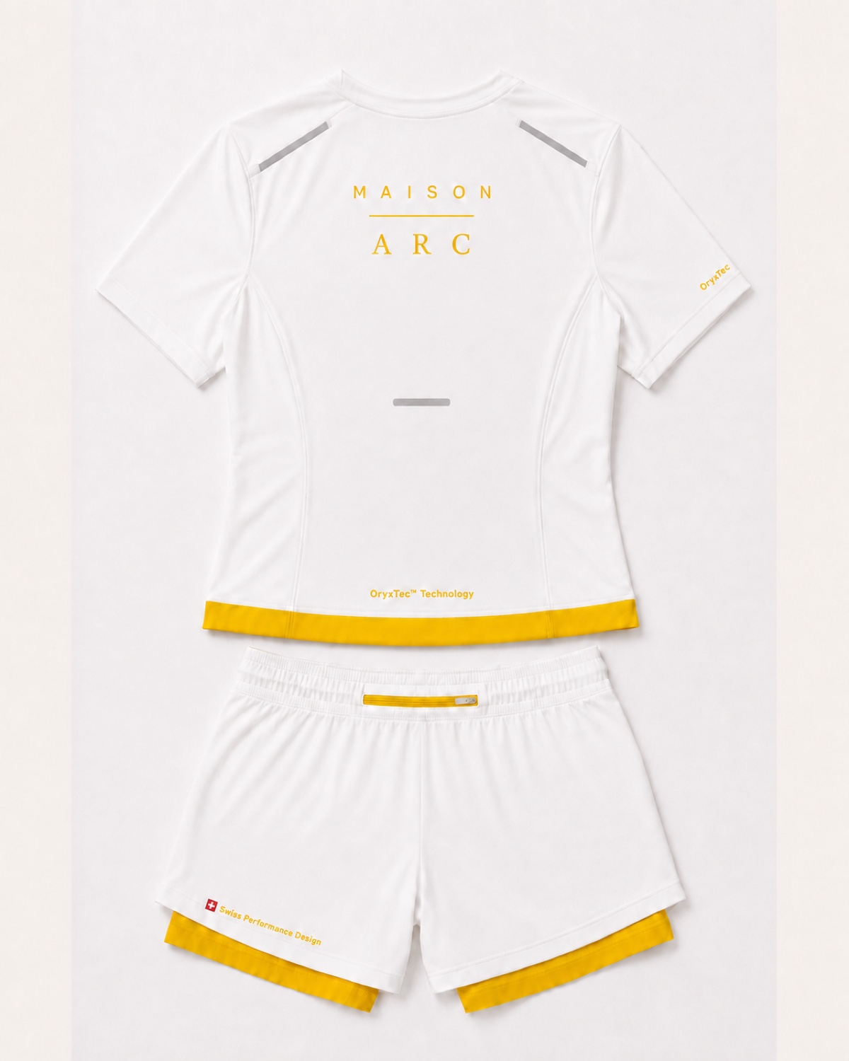 Back view of Prototype 01 women set in White / Sunny Yellow
