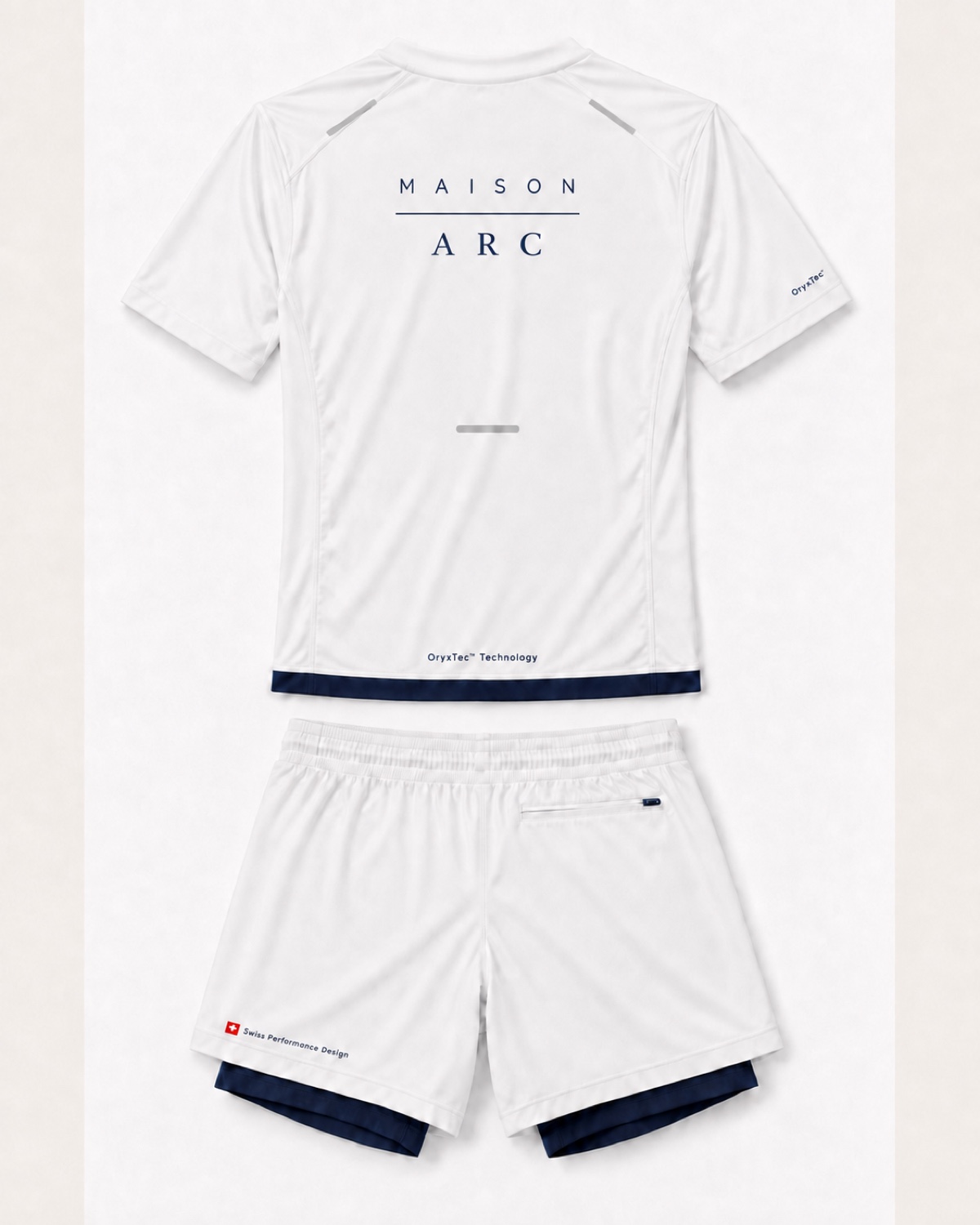 Back view of Prototype 01 men set in White / Navy