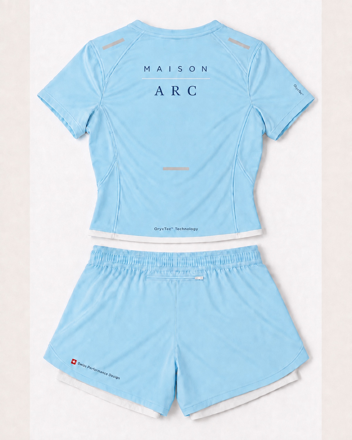 Back view of Prototype 01 women set in Icy Blue / White