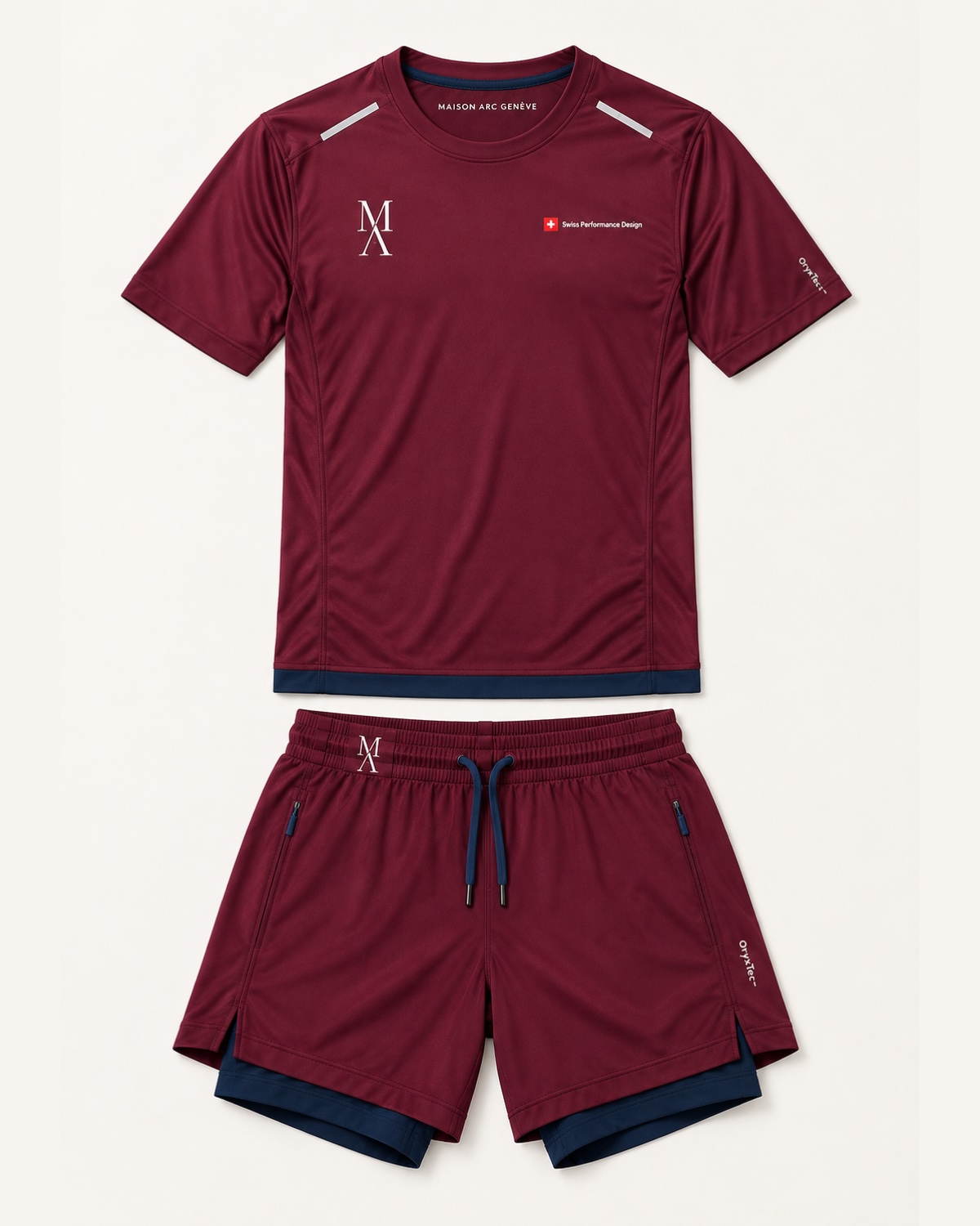 Front view of Prototype 01 men set in Bordeaux / Navy