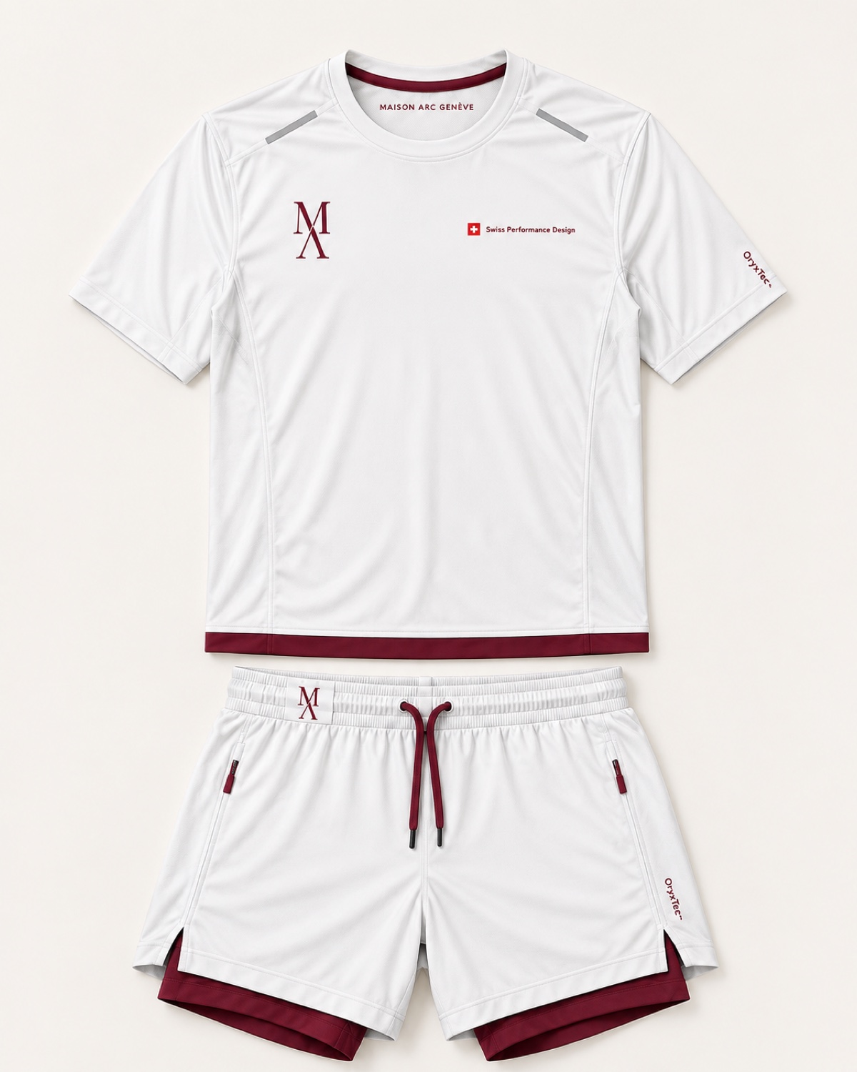 Front view of Prototype 01 men set in White / Bordeaux